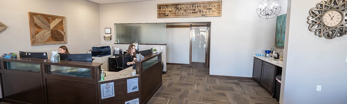 Reception and waiting area at MWI Health IOP clinic in Downtown Sioux Falls, South Dakota