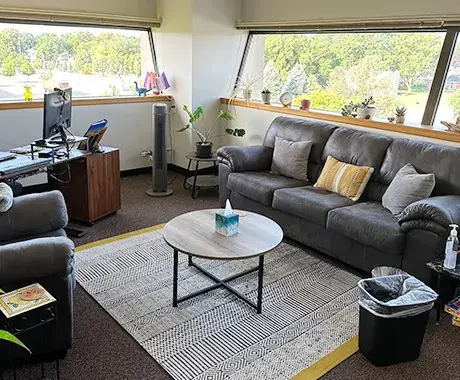 Interior of the MWI Health behavioral health and psychiatry clinic in West Des Moines, IA